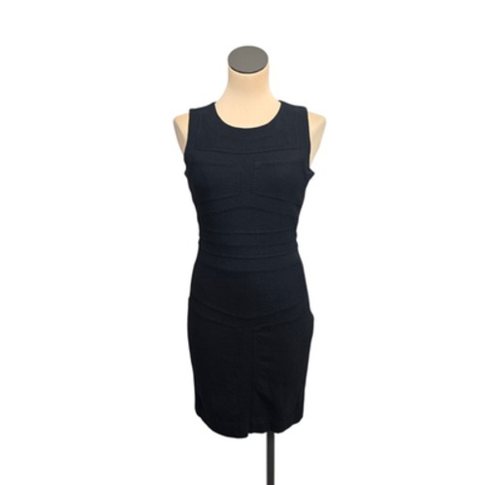 Diane‎ von Furstenberg Dress Womens 8 Black Sheath Sleeveless Stretch Wool Blend